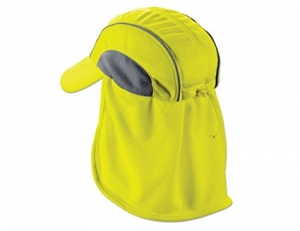 Chill-Its 6650 Absorptive Moisture-Wicking High Visibility Baseball Hat with Neck Shade, Lime